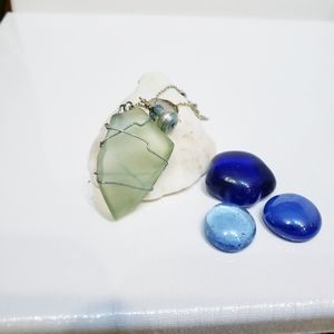 Old Coca-Cola Bottle Sea Foam Glass Necklace
